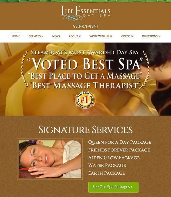 Web Design for Life Essentials Day Spa
