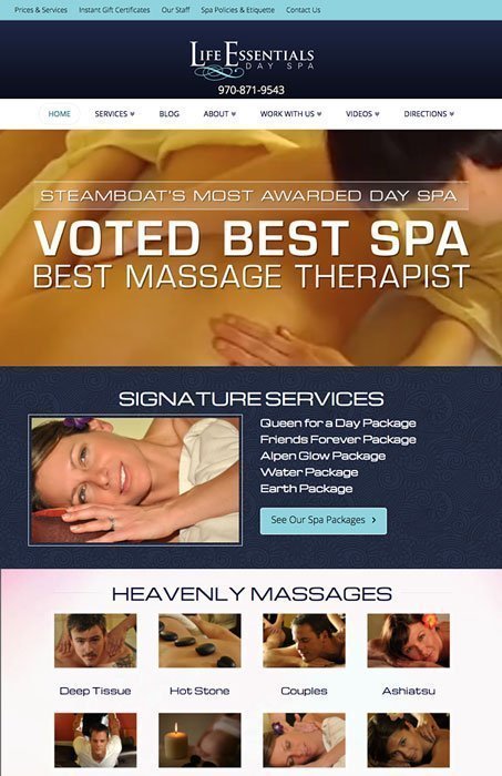 Web Design for Life Essentials Day Spa
