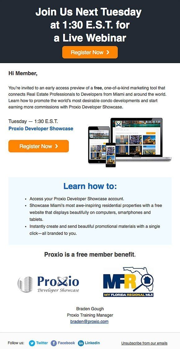 Proxio Webinar Outreach Email