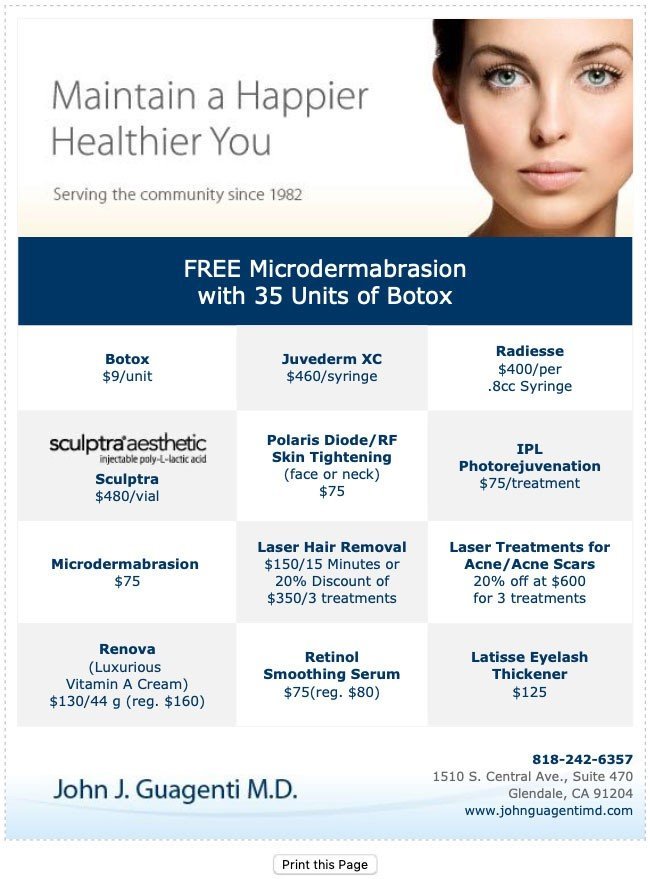 Website Specials Coupon Design for John Guagenti, MD