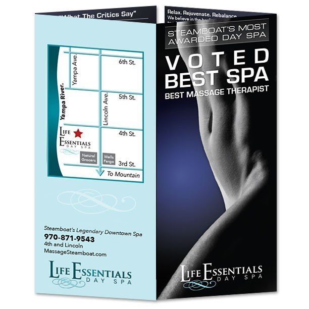 Gate Fold Rack Brochure Design for Life Essentials