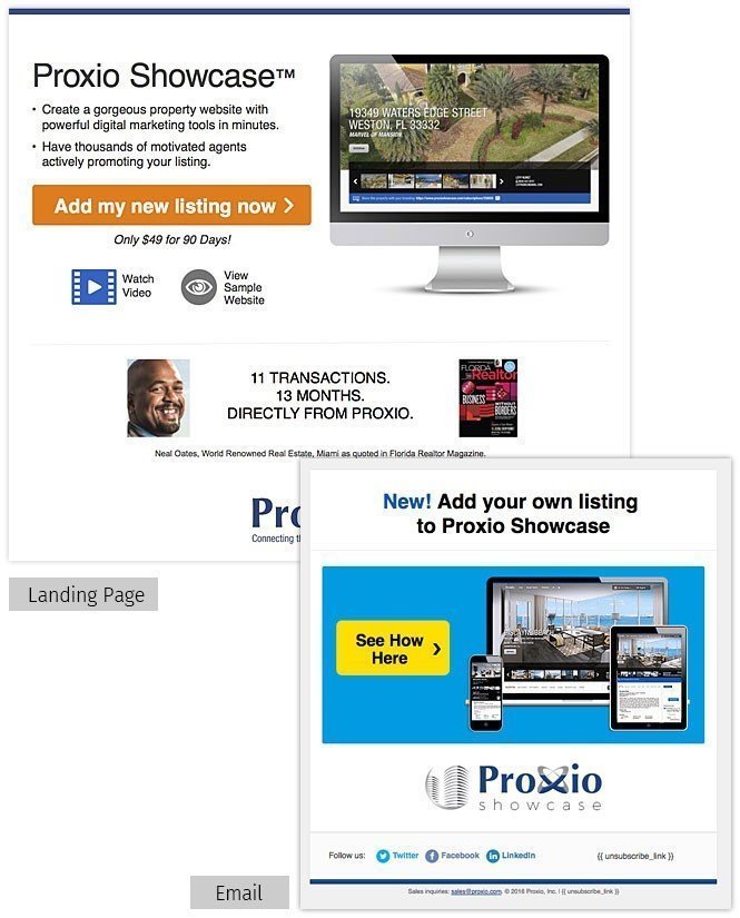 Proxio Miami Landing and Email Design with SSO